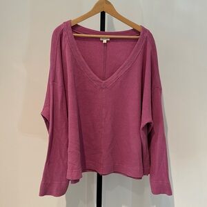 Anthropologie pink waffle weave top 2x NWOT